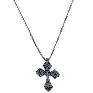 Gothic Filigree Cross Rhinestone Silver Pendant Necklace Religious Jewelry Women